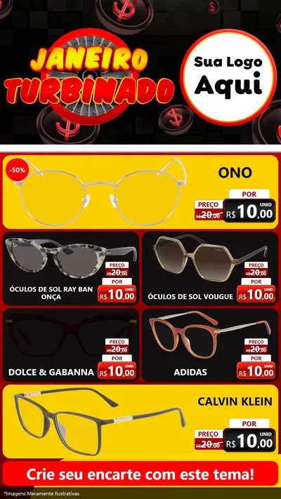 Modelo de TV para TV Vertical com o tema Janeiro Turbinado para Óticas