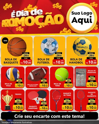 Modelo de Rede Social para Feed Instagram com o tema É Dia De Promoção para Artigos Esportivos