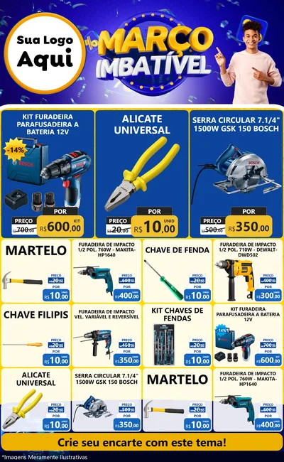 Modelo de Encarte para Encarte Grande com o tema Março Imbatível para Maquinas e Ferramentas