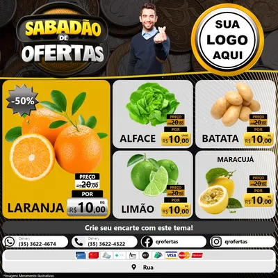 Modelo de Rede Social para Feed Facebook com o tema Sabadão de Ofertas para Hortifrúti