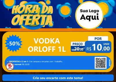 Modelo de Cartaz para Cartaz A4 Horizontal com o tema Hora da Oferta para Distribuidora de bebidas