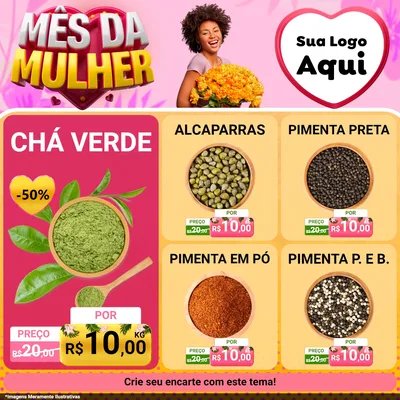Modelo de Rede Social para Feed Facebook com o tema Mês da Mulher para Produtos Naturais