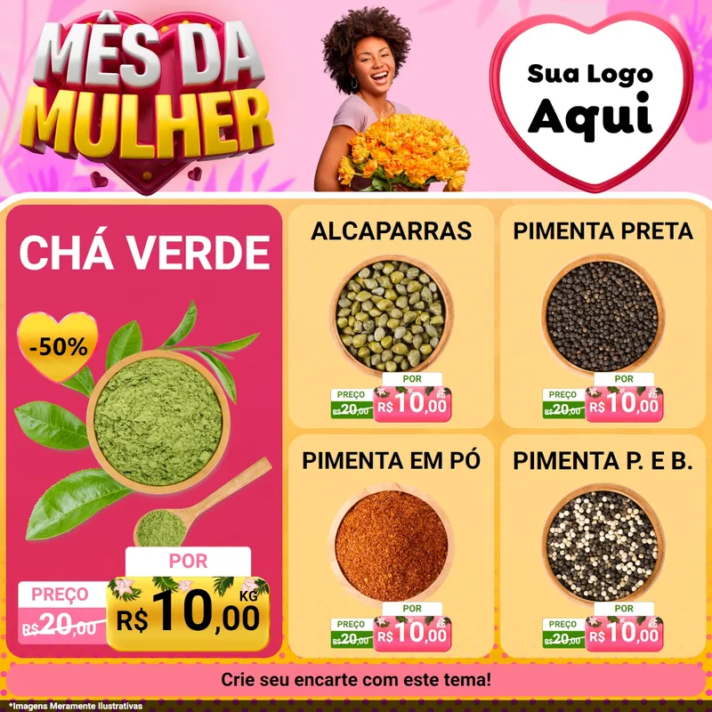 Modelo de Rede Social para Feed Facebook com o tema Mês da Mulher para Produtos Naturais