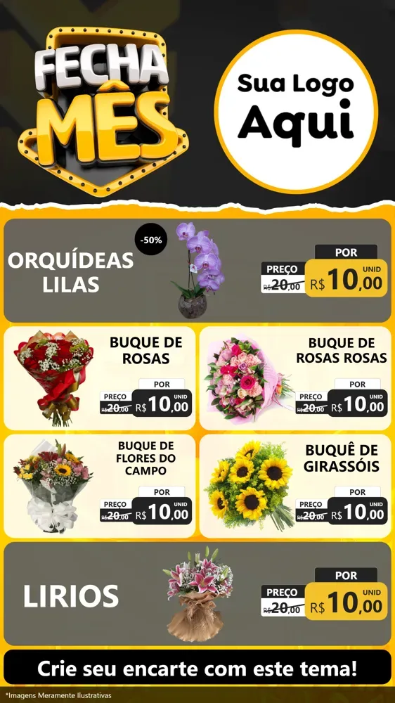 Modelo de TV para TV Vertical com o tema Fecha Mês para Floricultura e jardim