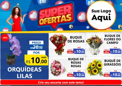 Modelo de Encarte para Encarte A4 Horizontal com o tema Super Ofertas para Floricultura e jardim