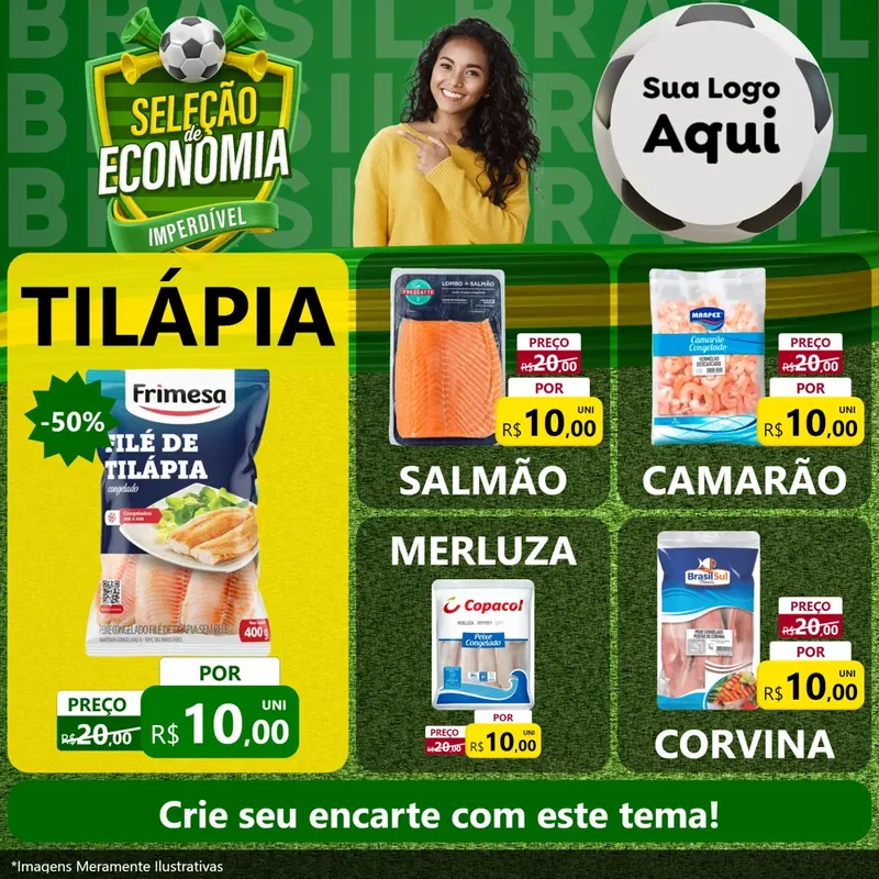 Modelo de Rede Social para Feed Facebook com o tema Seleção de Economia - Copa para Peixaria