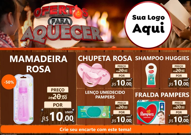 Modelo de Encarte para Encarte A4 Horizontal com o tema Ofertas Para Aquecer para Bebês