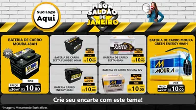 Modelo de TV para TV Horizontal com o tema Mega Saldão de Janeiro para Baterias Elétricas