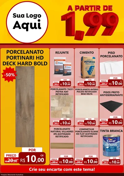 Modelo de Encarte para Encarte A4 Vertical com o tema A Partir de Um e Noventa e Nove - 1,99 para Pisos e revestimentos