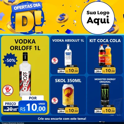 Modelo de Rede Social para Feed Facebook com o tema Ofertas Dia D para Distribuidora de bebidas