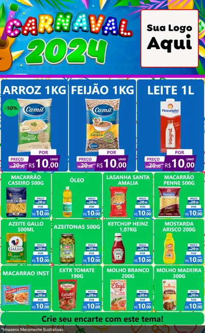 Modelo de Encarte para Encarte Grande com o tema Carnaval 2027 para Supermercado