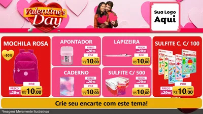 Modelo de TV para TV Horizontal com o tema Valentine's Day para Papelaria