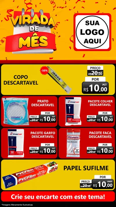 Modelo de TV para TV Vertical com o tema Virada de Mês para Embalagens