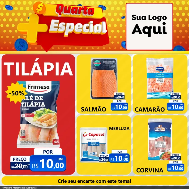 Modelo de Rede Social para Feed Facebook com o tema Quarta Mais Especial para Peixaria