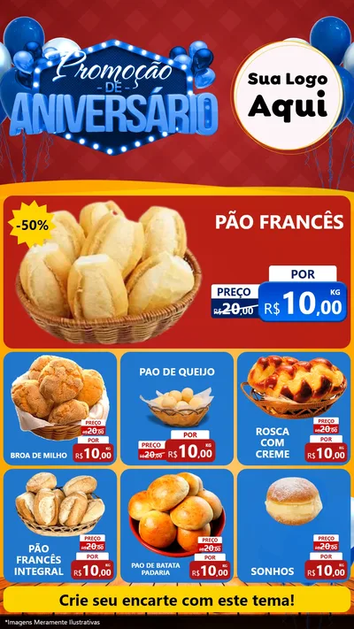 Modelo de Rede Social para Stories com o tema Promoção de Aniversário para Padaria