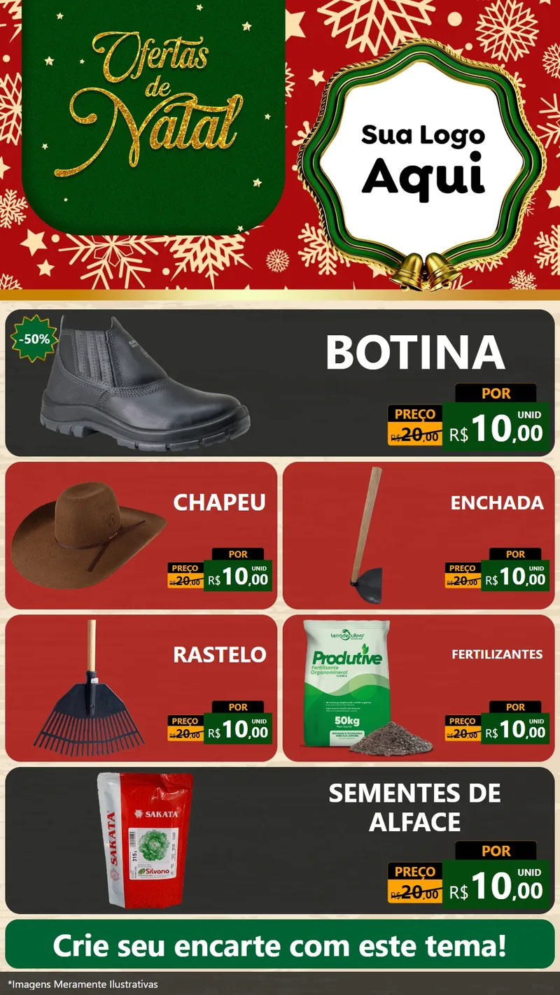 Modelo de TV para TV Vertical com o tema Natal de Ofertas para Agropecuária