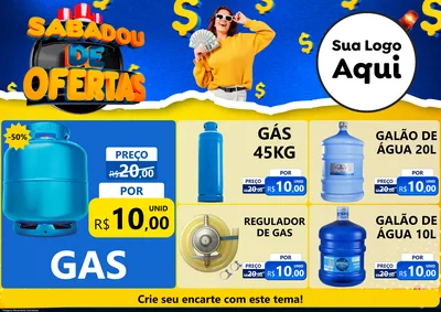 Modelo de Encarte para Encarte A4 Horizontal com o tema Sabadou de Ofertas para Água e gás