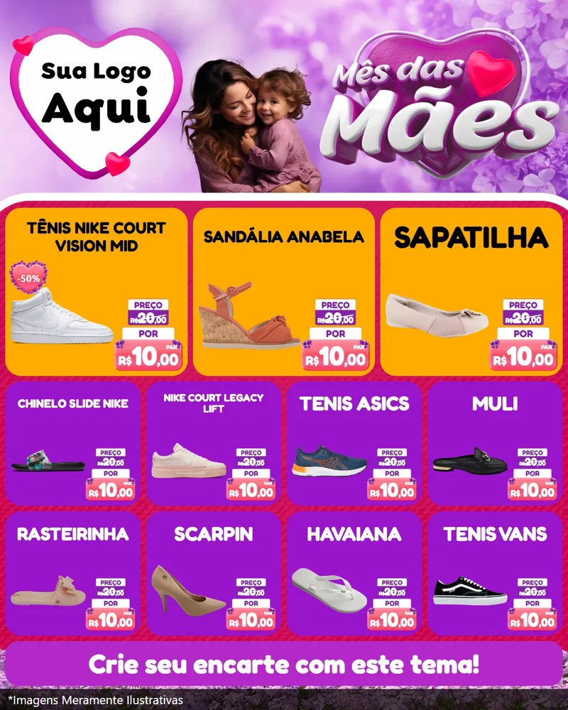 Modelo de Rede Social para Feed Instagram com o tema Mês das Mães para Calçados