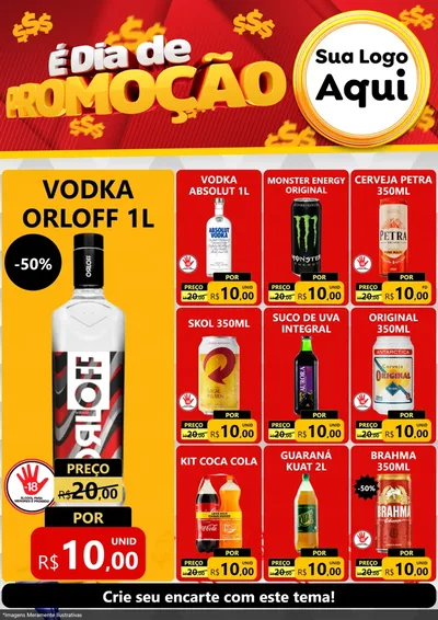 Modelo de Encarte para Encarte A4 Vertical com o tema É Dia De Promoção para Distribuidora de bebidas