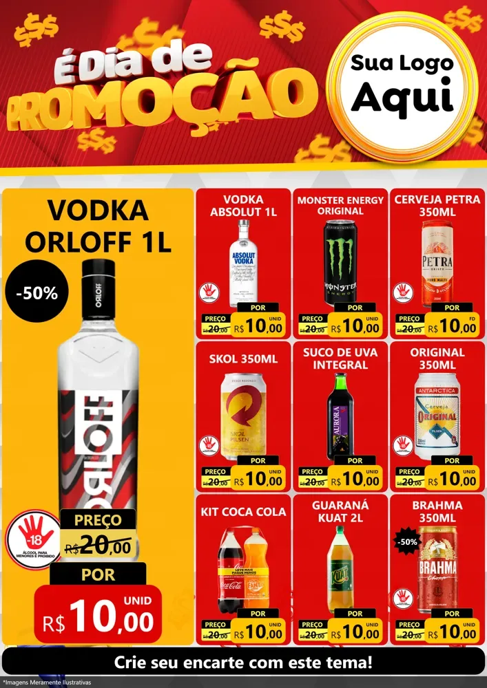 Modelo de Encarte para Encarte A4 Vertical com o tema É Dia De Promoção para Distribuidora de bebidas
