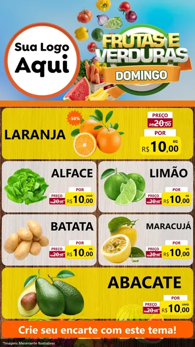 Modelo de TV para TV Vertical com o tema Frutas e Verduras Domingo para Hortifrúti