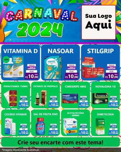 Modelo de Rede Social para Feed Instagram com o tema Carnaval 2027 para Farmácia