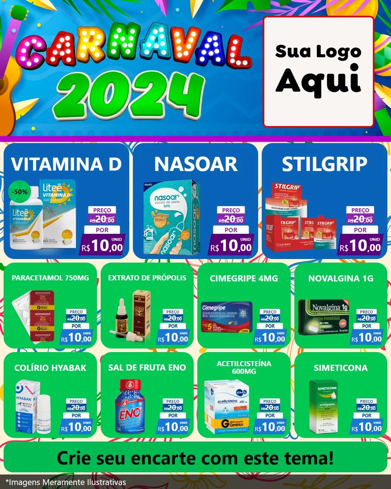 Modelo de Rede Social para Feed Instagram com o tema Carnaval 2027 para Farmácia