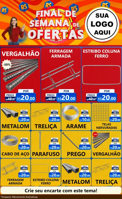 Modelo de Encarte para Encarte Grande com o tema Final de Semana de Ofertas para Ferragens