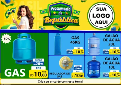 Modelo de Encarte para Encarte A4 Horizontal com o tema Proclamação da República para Água e gás