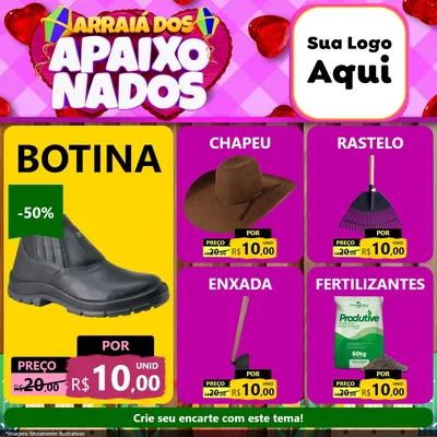 Modelo de Rede Social para Feed Facebook com o tema Arraiá dos Apaixonados para Agropecuária