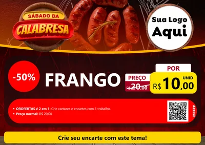 Modelo de Cartaz para Cartaz A4 Horizontal com o tema Sábado da Calabresa para Assados