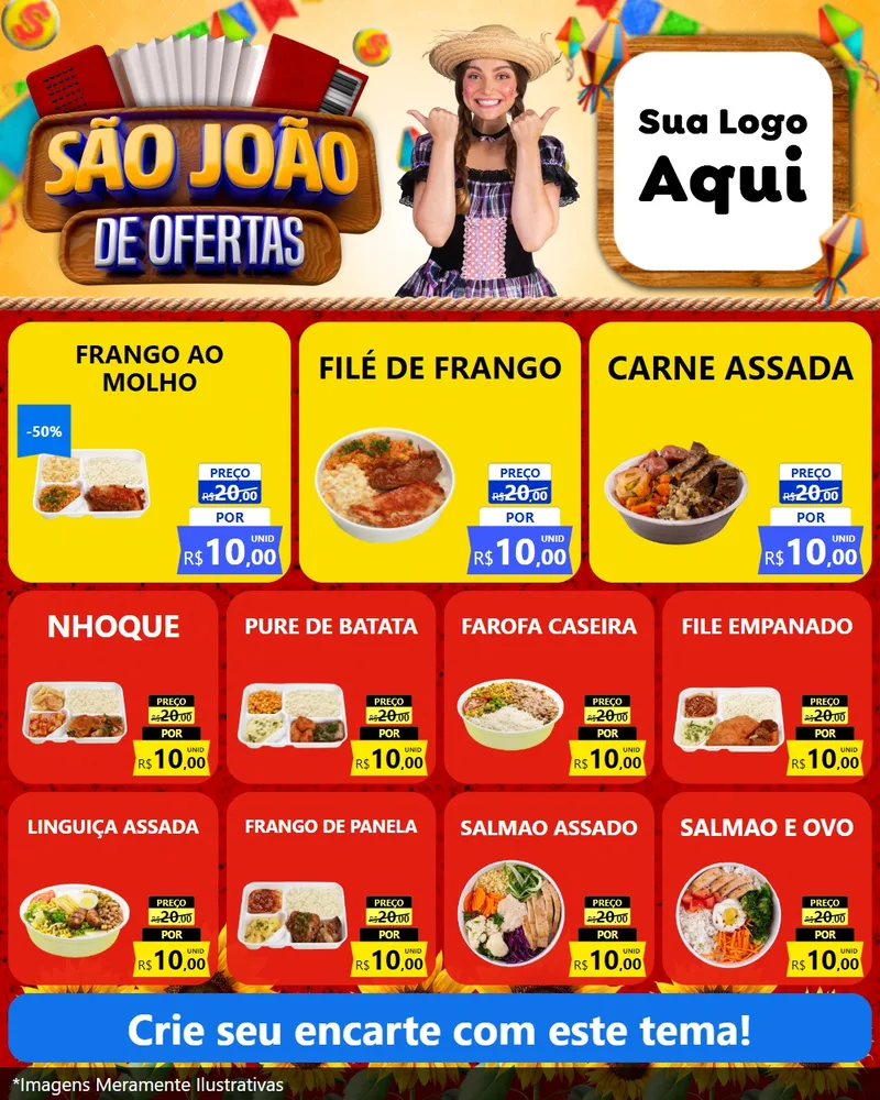 Modelo de Rede Social para Feed Instagram com o tema São João de Ofertas para Restaurante