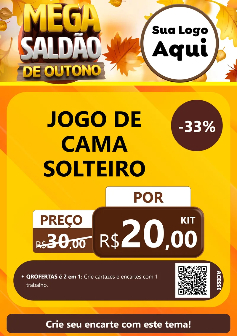 Modelo de Cartaz para Cartaz A4 Vertical com o tema Mega Saldão de Outono para Cama, Mesa e Banho