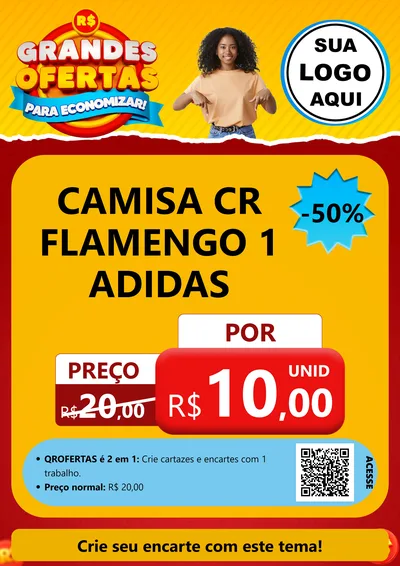 Modelo de Cartaz para Cartaz A4 Vertical com o tema Grandes Ofertas Para Economizar! para Roupas e acessórios