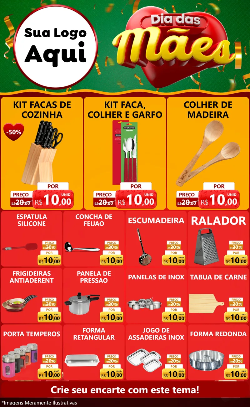 Modelo de Encarte para Encarte Grande com o tema Dia das Mães para Utilidades Domésticas