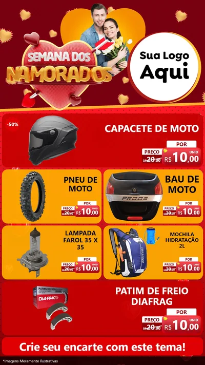 Modelo de TV para TV Vertical com o tema Semana dos Namorados para Moto peças