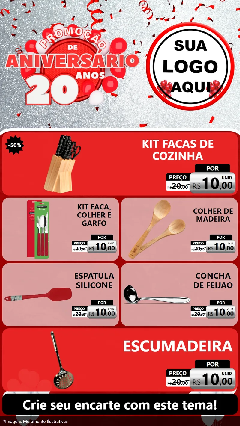 Modelo de TV para TV Vertical com o tema Promoção de Aniversário - 20 Anos para Utilidades Domésticas