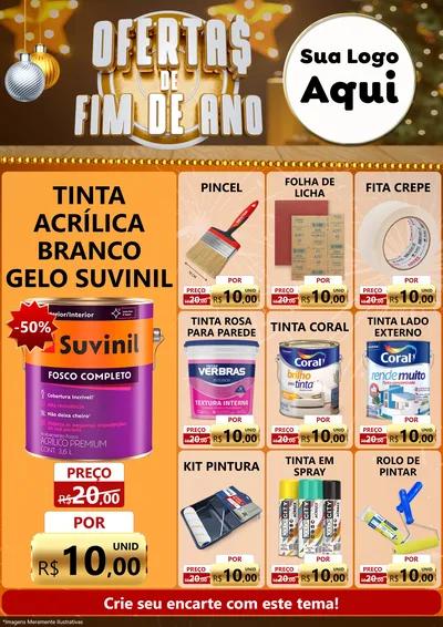 Modelo de Encarte para Encarte A4 Vertical com o tema Ofertas de Fim de Ano para Tintas e Ferramentas