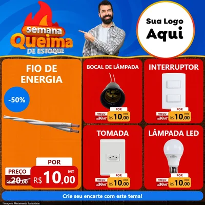 Modelo de Rede Social para Feed Facebook com o tema Semana Queima de Estoque para Materiais Elétricos