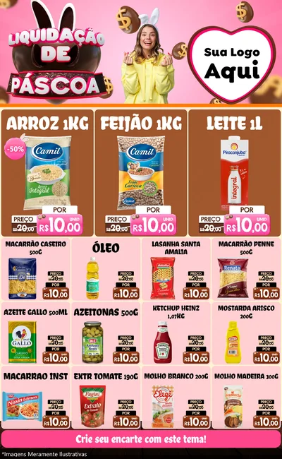 Modelo de Encarte para Encarte Grande com o tema Liquidação de Páscoa para Supermercado