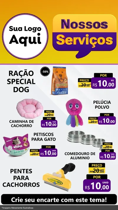 Modelo de TV para TV Vertical com o tema Nossos Serviços para Pet Shop
