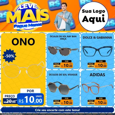 Modelo de Rede Social para Feed Facebook com o tema Leve Mais, Pague Menos para Óticas