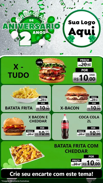 Modelo de TV para TV Vertical com o tema Promoção de Aniversário - 2 Anos para Hamburgueria
