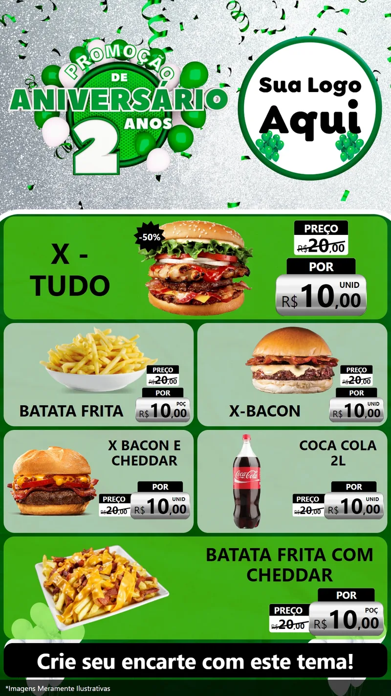 Modelo de TV para TV Vertical com o tema Promoção de Aniversário - 2 Anos para Hamburgueria
