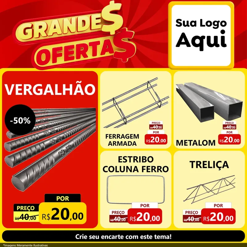Modelo de Rede Social para Feed Facebook com o tema Grandes Ofertas para Ferragens