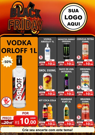 Modelo de Encarte para Encarte A4 Vertical com o tema Black Friday para Distribuidora de bebidas