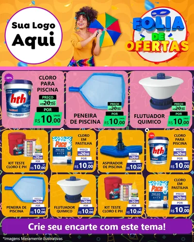 Modelo de Rede Social para Feed Instagram com o tema Folia de Ofertas para Produtos para Piscina