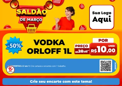 Modelo de Cartaz para Cartaz A4 Horizontal com o tema Saldão de Março para Distribuidora de bebidas