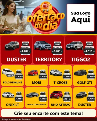 Modelo de Rede Social para Feed Instagram com o tema Ofertaço Do Dia para Concessionaria de Carros