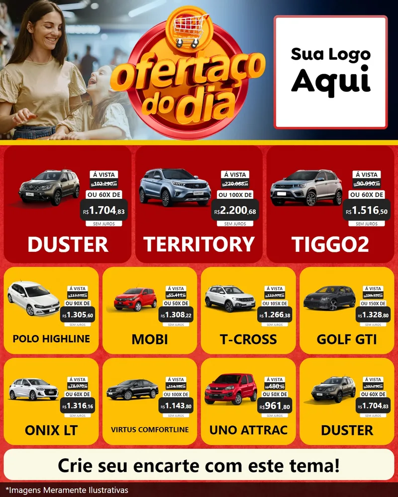 Modelo de Rede Social para Feed Instagram com o tema Ofertaço Do Dia para Concessionaria de Carros